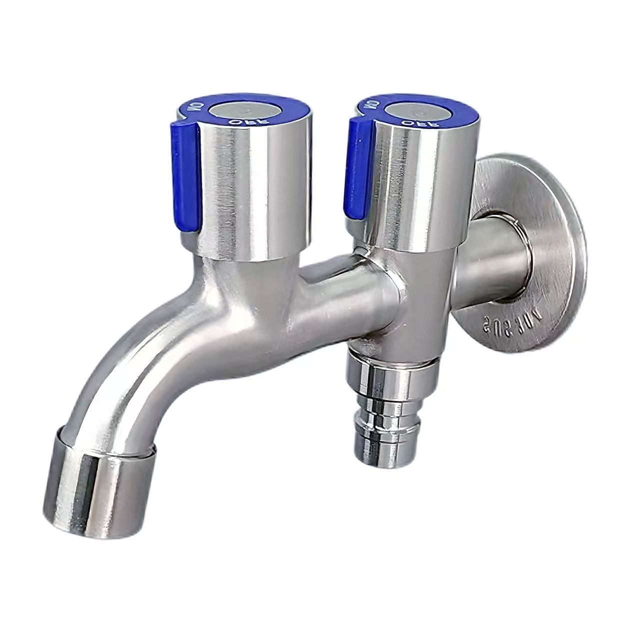304 Stainless Steel Double-Outlet Faucet ຄວບຄຸມສອງເທົ່າ