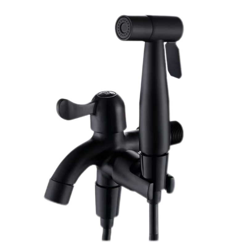 Faucet ຄວບຄຸມສອງສີສີດໍາທີ່ມີປືນສີດ