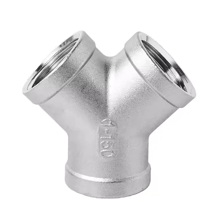 BSP Stainless Steel Y-type ຊາຍ threaded Tee