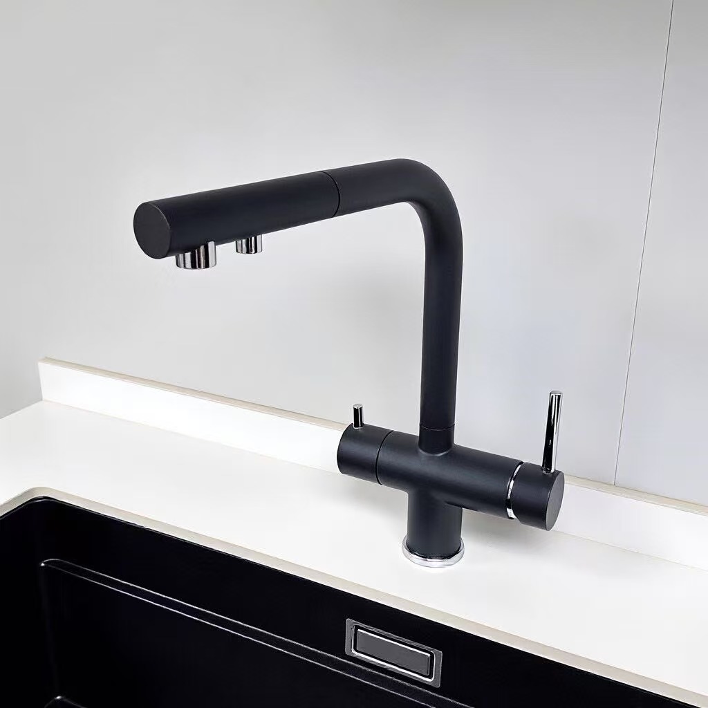 Dual-Control, Dual-Handle Pull-Out Kitchen Water Purifier Faucet