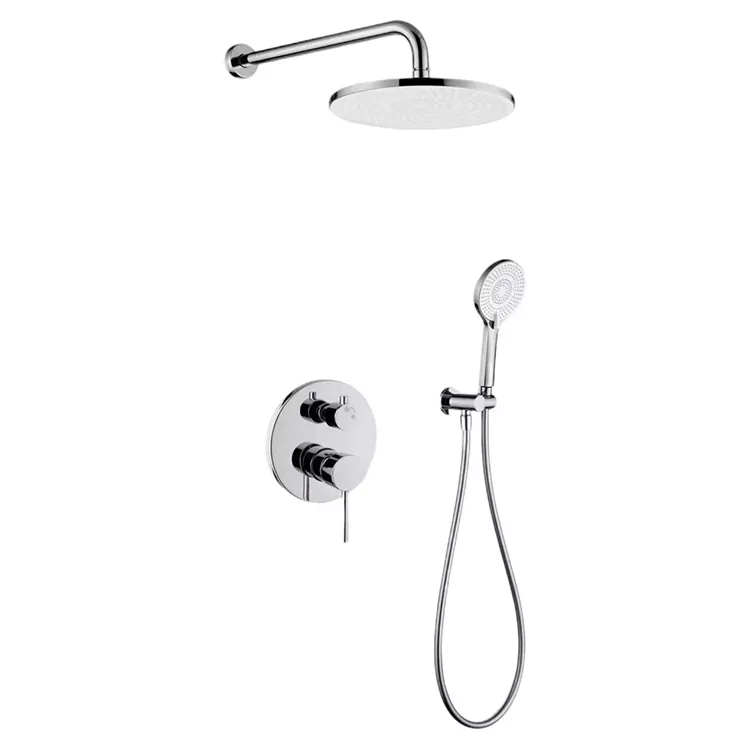 In-Wall-Dual-Control Knob Round Overhead Shower Head