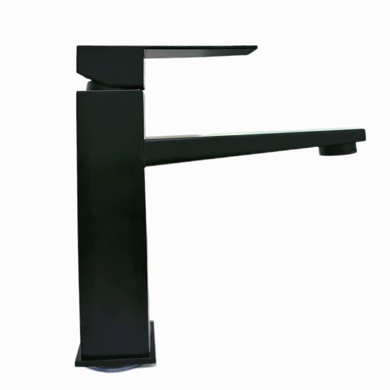 ແບບ Minimalist ແບບທີ່ທັນສະໄຫມ Frosted Black Square Basin Faucet
