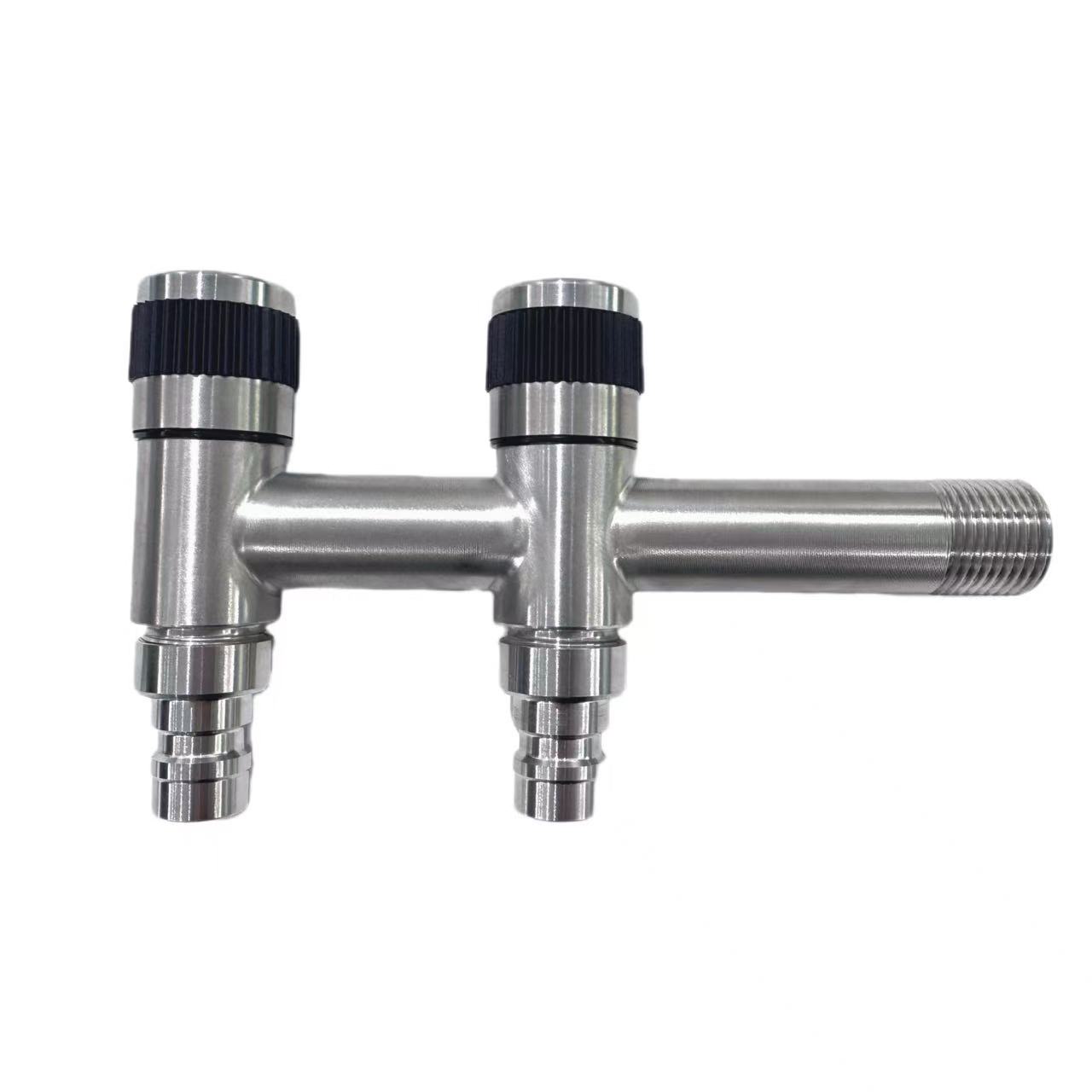 faucet ເຄື່ອງຊັກຜ້າແບບສະແຕນເລດທີ່ໃຊ້ສອງຄັ້ງທີ່ມີຫນຶ່ງ inlet ແລະສອງ outlets