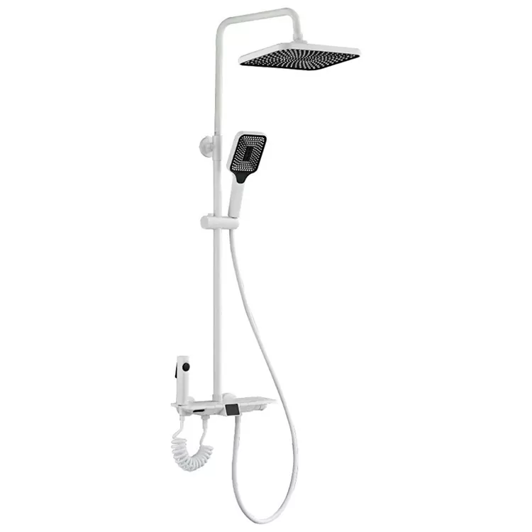 ຊຸດອາບນ້ໍາແບບດິຈິຕອລແບບ Thermostatic ສີຂາວທີ່ມີປືນສີດ